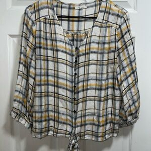 Plaid Button-Up Women's Top